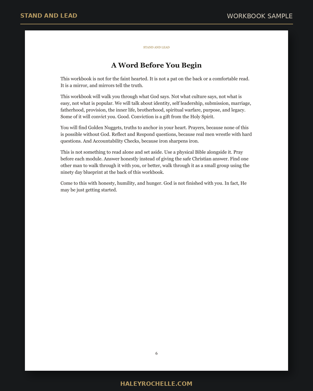 Stand and Lead: A Workbook for Men