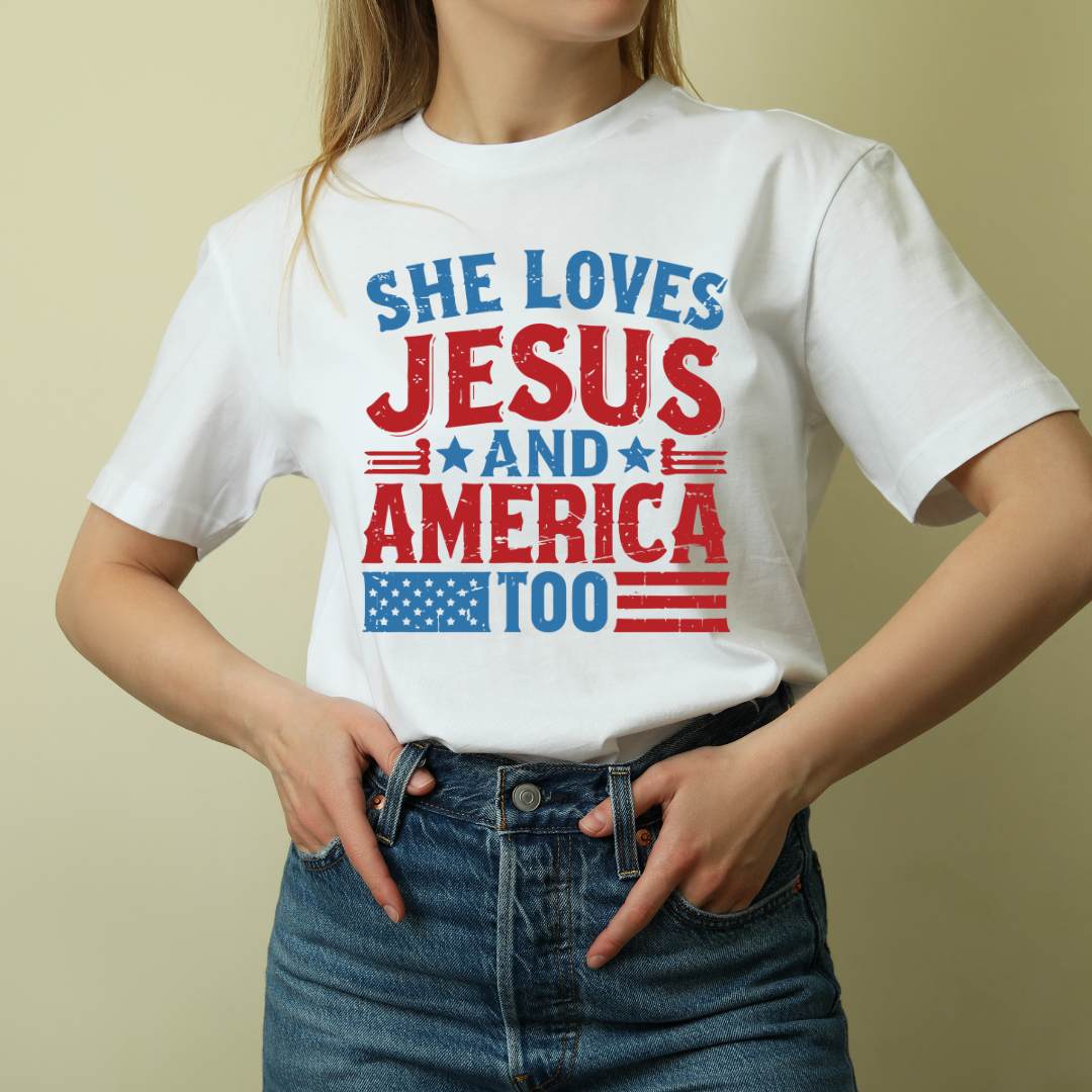 She Loves Jesus and America Tee