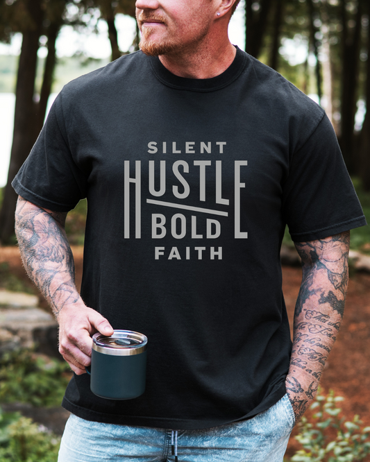 Men's Silent Hustle Bold Faith Tee